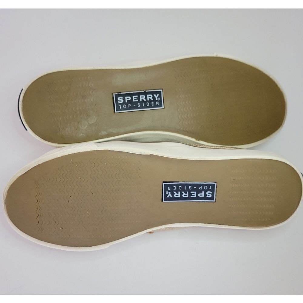 Women's Gold Sperry Topsider Leather Sneakers - Picture 9 of 13